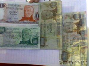 4 Billetes Pesos Argentinos 1, 500 Y 2 De 1000