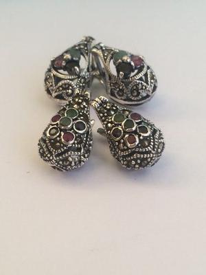 Aros Lady Di Piedras Y Marquesitas Plata 925 (ar65)