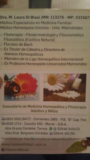 Homeopatía Unicista Adultos y Niños. MARÍA LAURA DI BLASI