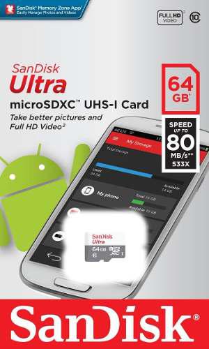 Memoria Micro Sd 64gb Sdxc Sandisk Ultra Clase 10