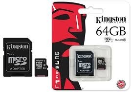 Memoria Micro Sd Tf Kingston 64gb Clase 10 Con Adaptador