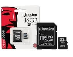 Micro Sd Kingston 16 Gb Clase 10 + Adaptador Garantia