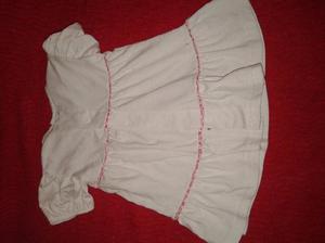 vestido algodon blanco manga corta 9 a 18m Hermoso