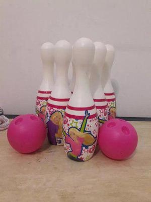 Juego Bowling Bolos + Guantes+rodilleras Barbie En Caja