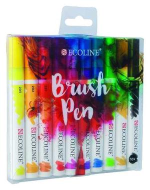 Marcador Ecoline Brush Pen En Estuche X 10 Colores