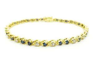 Pulsera De Oro 18k Con Zafiros Y Brillantes