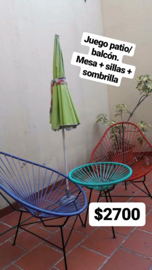 Sillas Acapulco + mesita + sombrilla