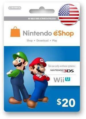 Tarjeta Nintendo Eshop 20 Dolares Usa 3ds Wii U Switch 4gami