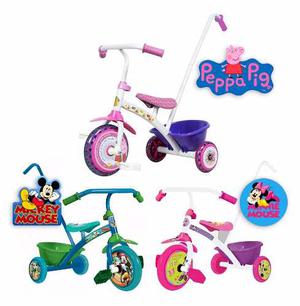 Triciclo Little Peppa Pig Mickey Minnie Poo Sofia Bebecity