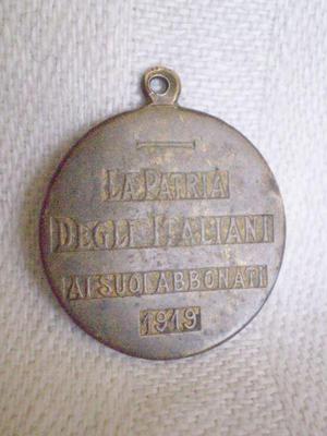 Antigua Medalla 1919 La Patria Degli Italiani - Unica!!!