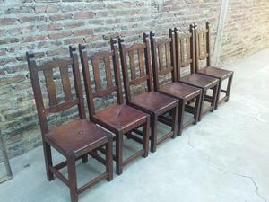 6 sillas de algarrobo y cuero