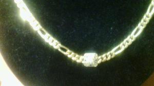 Collar Cadena Oro Macizo 50 Cm 24 Grs. Diamantes/zafiros