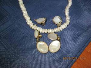 Hermoso Collar De Perlas Cultivadas Auténticas Con Aros