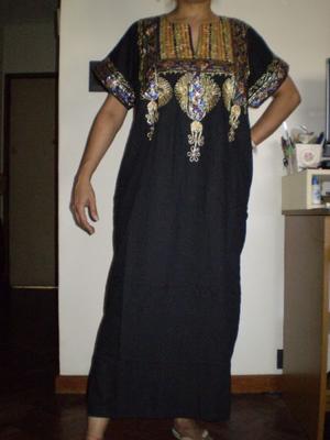 Kaftan Tunica Vestido Fiesta - Original de Egipto - NEGRO