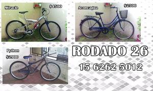 bicicletas rodado 26 unisex !! precios en la foto