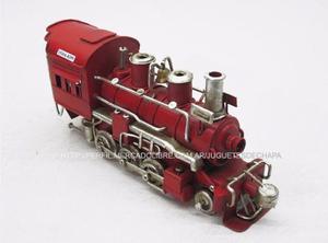 Locomotora Roja Antigua Tren De Chapa Metal Deco Colección