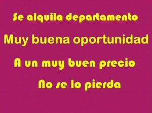 Se alquila departamento. Muy buena oportunidad. Nuevamente