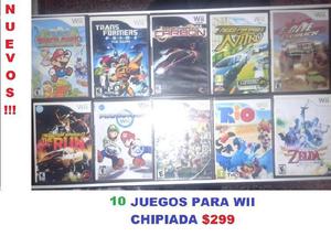 10 JUEGOS NUEVOS DE WII $299