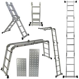 Escalera Aluminio Articulada Plegable 4.45m 4x4 C/plataforma