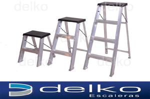 Escaleras de aluminio tipo banquetas Delko. Disponible de 2