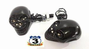 Juego Farol De Giro Chper /custom Led Calavera Ruta 3 Motos