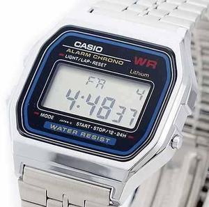 Reloj Casio A158wa Silver Vintage Cronometro Alarma Luz Digi