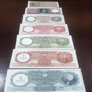 Billetes antiguos argentinos, lote de 7 billetes en