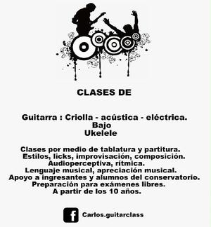 Clases de guitarra, bajo, ukelele, lenguaje musical