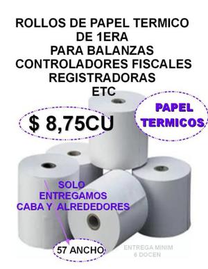 ROLLOS TÉRMICOS 57 mm $8.75cu