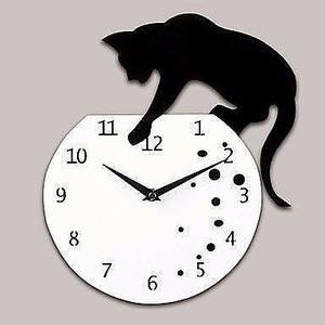 Reloj Gato De Pared Retro Decoracion Ambiente Gatitos Cat