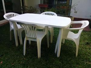 Juego de mesa y silla para jardín de plástico reforzada