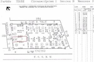 TIGRE CENTRO: LOTE DE 234 MTS - IDEAL CONSTRUCCION DEPTOS