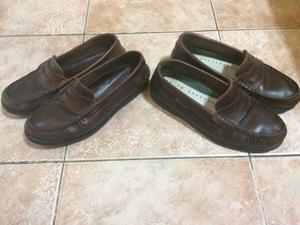 Vendo zapatos escolares  cuero marrón usados