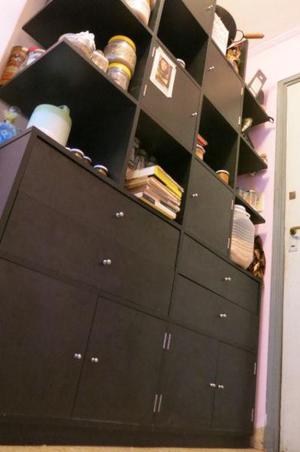 Mueble De Diseño Biblioteca Negro Con Cajones Espacioso