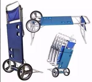 Carrito Mesa playero, porta reposera, aluminio 110x49cm