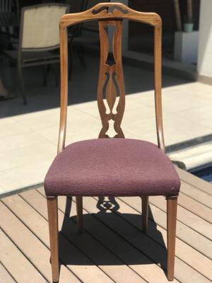 Juego de 6 sillas de madera de roble tapizadas color uva