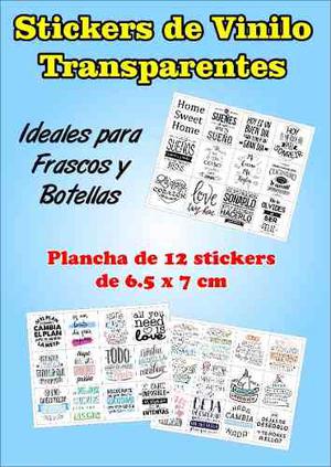 Plancha De Stickers De Vinilo Transparentes Con Frases