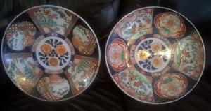 Espectacular Y Antiguo Par De Platos Porcelana Imari 45 Cms