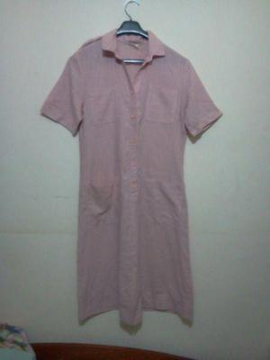 vestido importado tipo chemisier color rosa pastel talle m/l