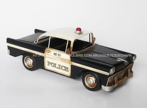 Auto Policia Réplica Escala 1:18 Chapa Colección 29cm