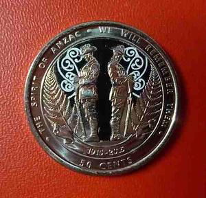 Nueva Zelanda Moneda El Espiritu De Anzac 50 Cents 