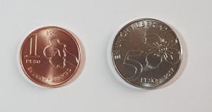 Nuevas Monedas Uno ($1) Y Cinco ($5) Pesos Argentina
