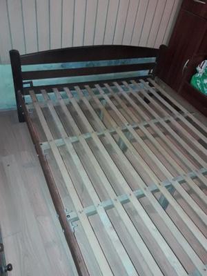 CAMA DE ALGARROBO CON COLCHON 2 PLAZAS