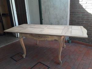 Mesa estilo provenzal madera lavada al natural con alargue