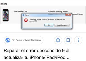 Reparacion error 9 iTunes -iPhone todos los modelos