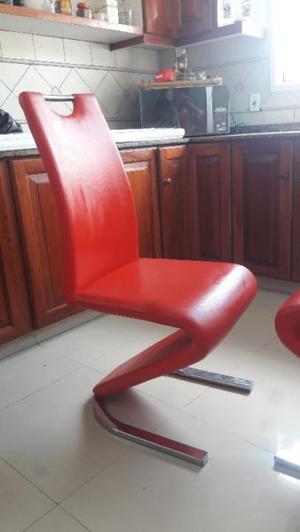 8 sillas rojas de comedor