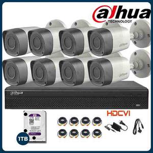 Kit Camaras Seguridad Exterior 8 Cctv Dvr Dahua 8 Disco 1 Tb