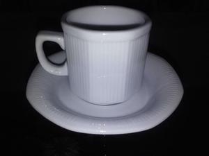 TAZAS Y PLATOS CAFE, LOZA BLANCA,8 PIEZAS