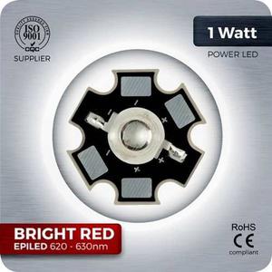 Led 1 Watt (350ma) Rojo Brillante Con Disipador