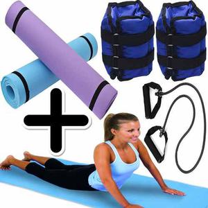 Kit Mat Yoga Colchoneta 6mm + Tobilletas 1k + Bandas Manija